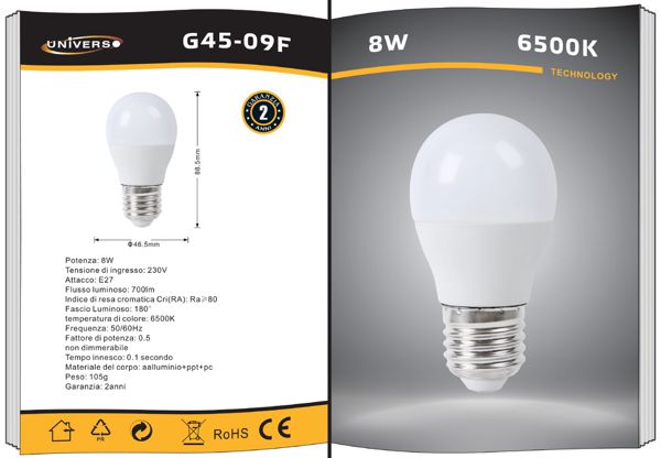 LAMPADINA A LED E27 8W